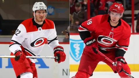 Brett Pesce a Victor Rask