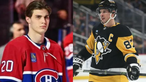 Juraj Slafkovský a Sidney Crosby