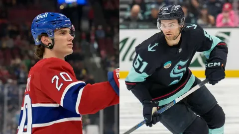Juraj Slafkovský a Shane Wright