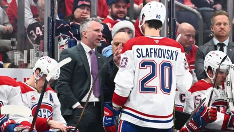 Slafkovský a tréner Martin St-Louis