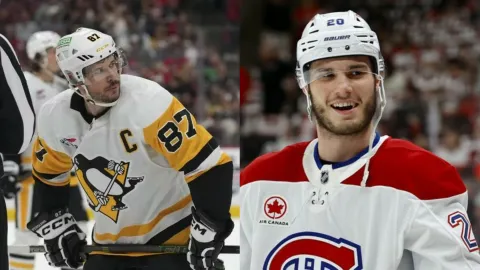 Sidney Crosby a Juraj Slafkovský